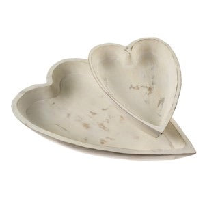 Wooden Heart Bowl S -  Whitewash