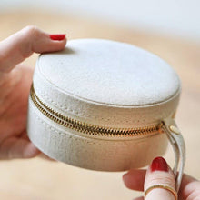 Jewellery Case - Round Natural Linen