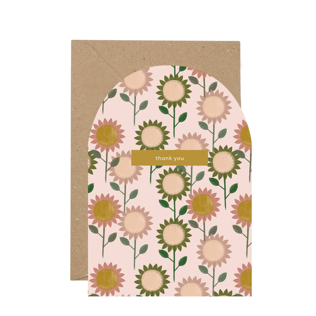 'Thank You' sunflower curved card